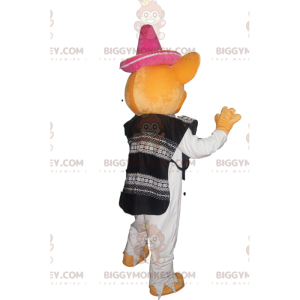 Traje de mascote BIGGYMONKEY™ de Rato Laranja com Sombrero e