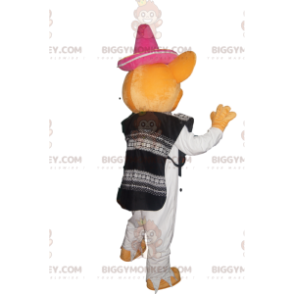 Orange Maus BIGGYMONKEY™ Maskottchenkostüm mit Sombrero und