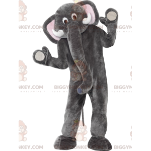 BIGGYMONKEY™ Costume da mascotte Elefante grigio e bianco con