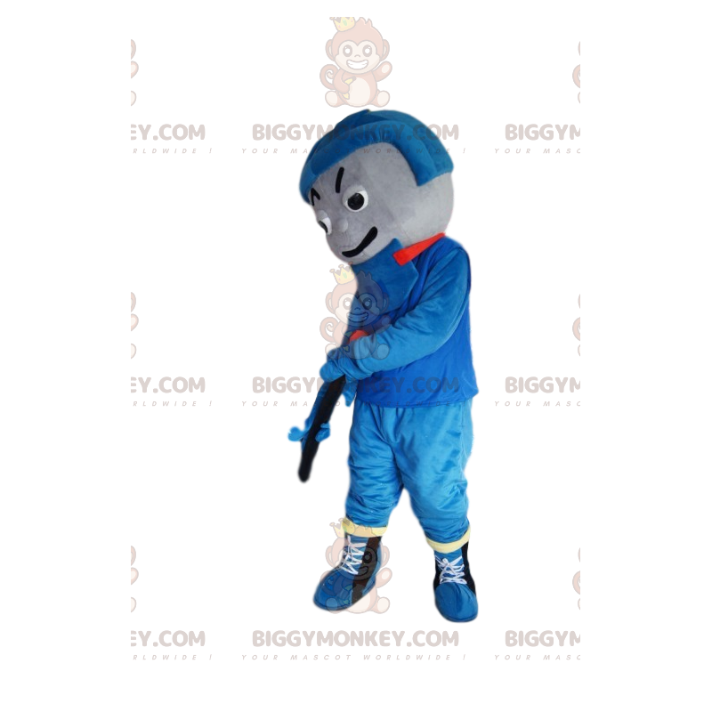 Hockeyspeler blauwe sportkleding BIGGYMONKEY™ mascottekostuum -