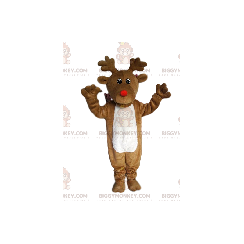 Disfraz de mascota de reno BIGGYMONKEY™ con nariz Tamaño L (175-180 CM)