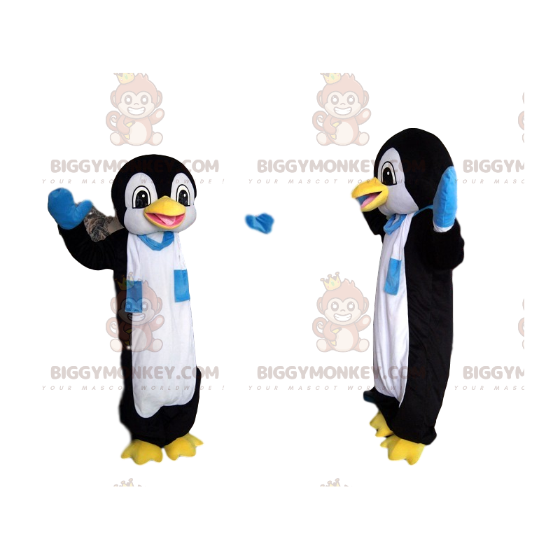 BIGGYMONKEY™ Funny Penguin-mascottekostuum met blauwe en witte