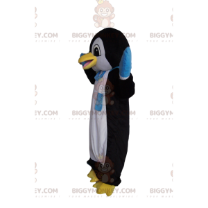 BIGGYMONKEY™ Rolig pingvinmaskotdräkt med blå och vit halsduk -