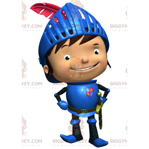 BIGGYMONKEY™ Happy Little Knight-mascottekostuum met blauw