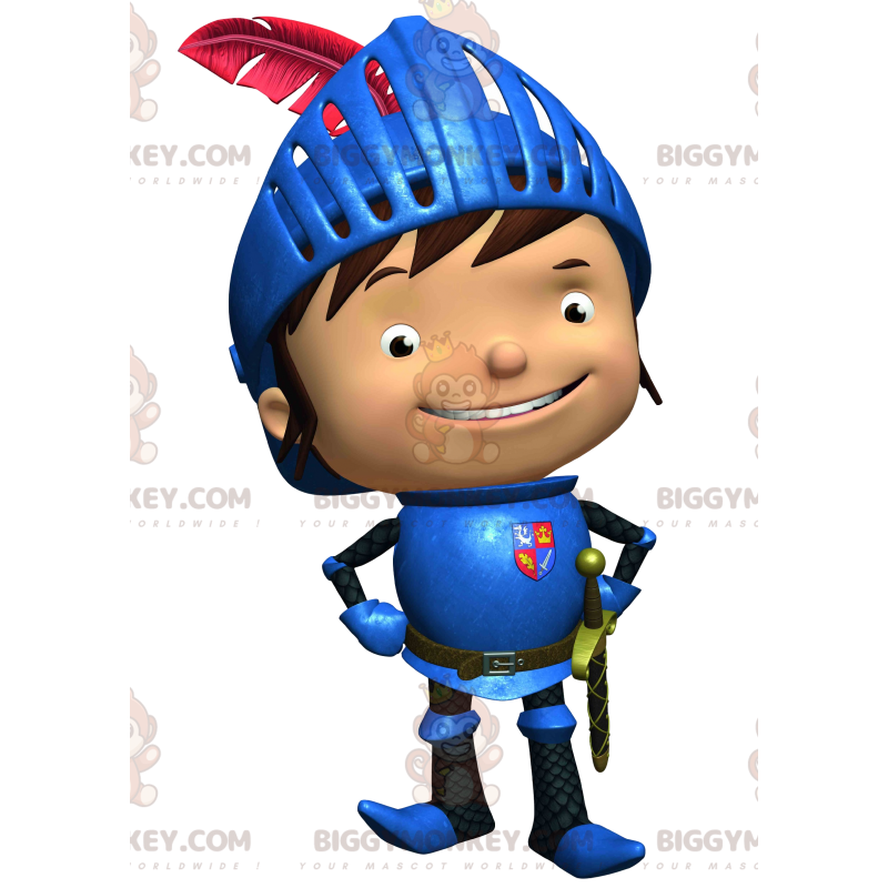 BIGGYMONKEY™ Happy Little Knight Maskottchenkostüm mit blauer