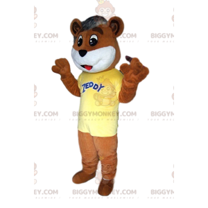 BIGGYMONKEY™ mascot costume of endearing brown teddy bear, with