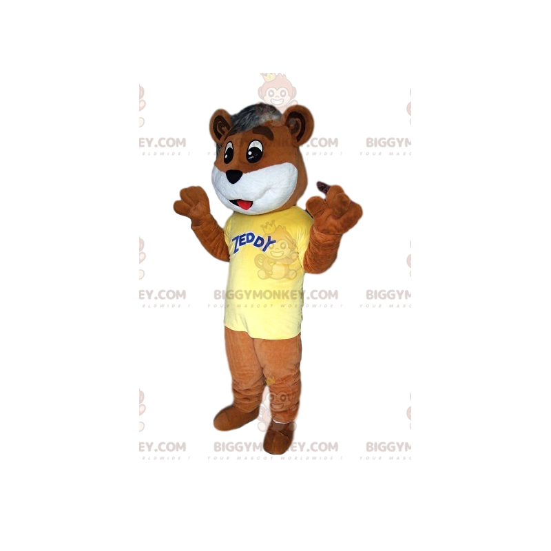 BIGGYMONKEY™ costume mascotte di tenero orsacchiotto marrone