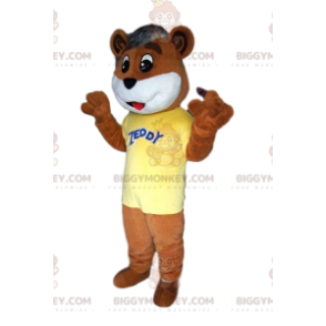 BIGGYMONKEY™ costume mascotte di tenero orsacchiotto marrone