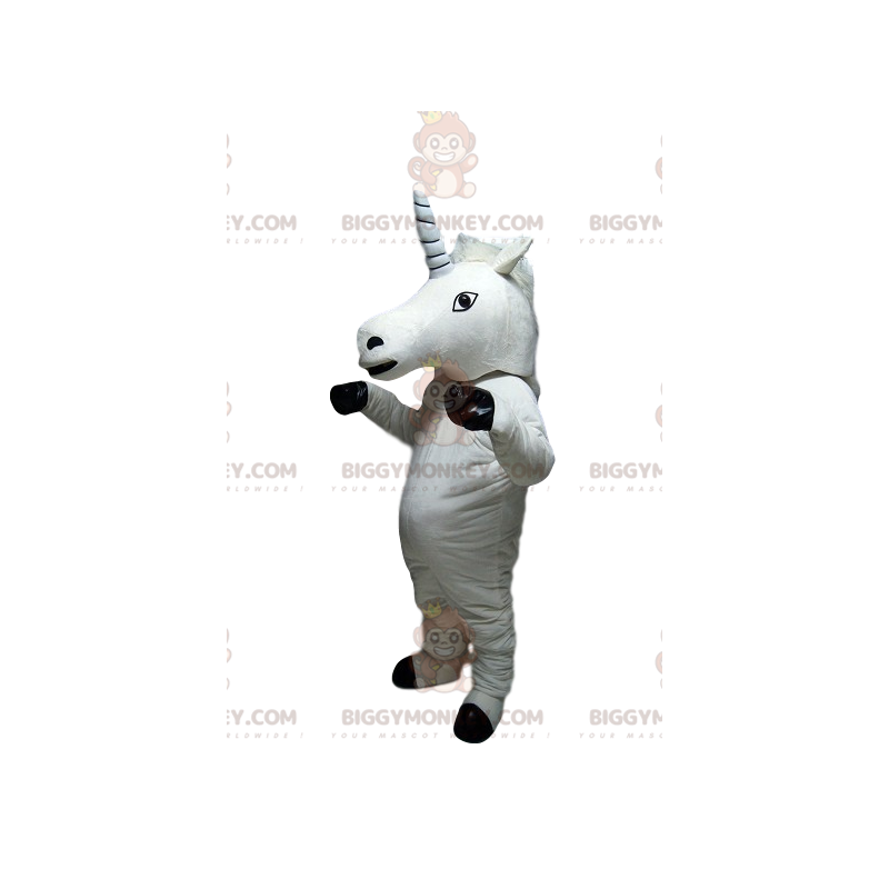 Costume da mascotte BIGGYMONKEY™ unicorno bianco. costume da