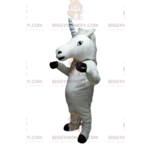 Costume de mascotte BIGGYMONKEY™ de licorne blanche. Costume de