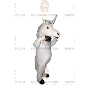 Costume da mascotte BIGGYMONKEY™ unicorno bianco. costume da