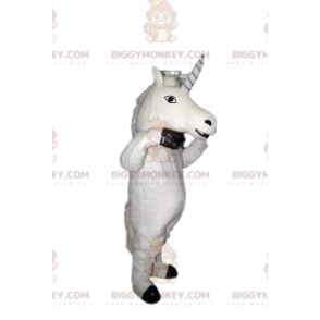 Costume de mascotte BIGGYMONKEY™ de licorne blanche. Costume de