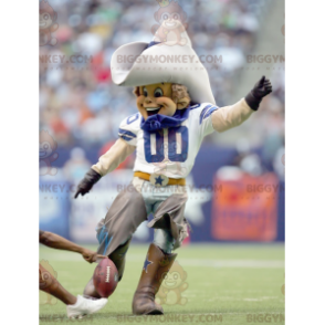 Dallas Cowboy Mascot Costume People with Blue Denim Scarf