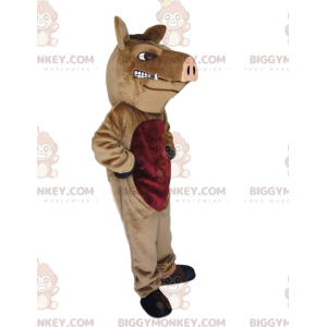 BIGGYMONKEY™ Costume da mascotte Cinghiale marrone aggressivo