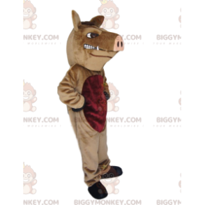 BIGGYMONKEY™ Costume da mascotte Cinghiale marrone aggressivo