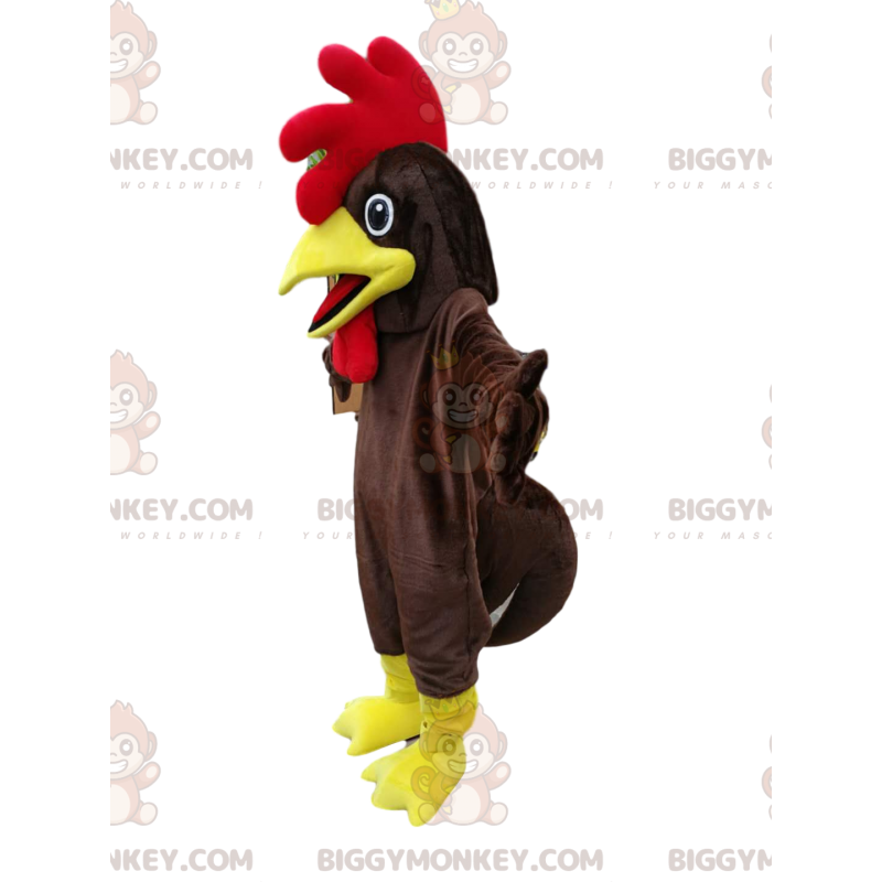 Costume de mascotte BIGGYMONKEY™ de poulet marron avec une