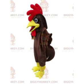 Brown Chicken BIGGYMONKEY™ Mascot Costume with Sumptuous Red