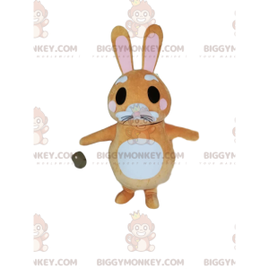 BIGGYMONKEY™ costume mascotte di piccolo coniglio beige con un