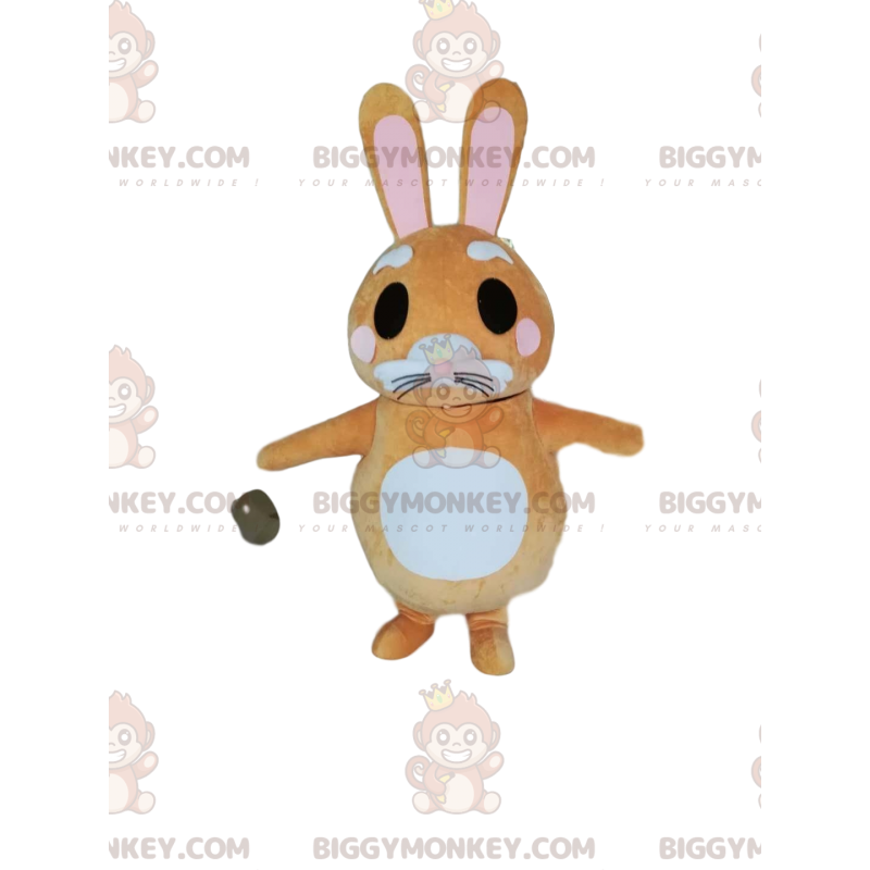 BIGGYMONKEY™ costume mascotte di piccolo coniglio beige con un