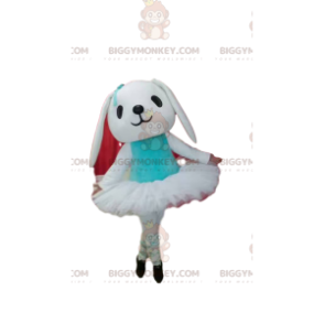 Traje de mascote de coelho branco BIGGYMONKEY™ com tutu –