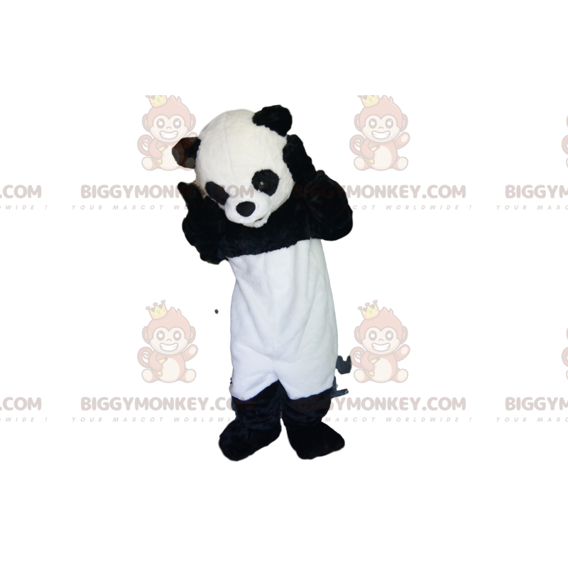 BIGGYMONKEY™ Maskotdräkt Mycket glad panda med tillgiven look -