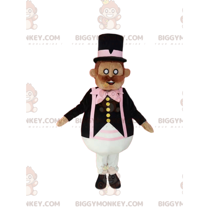 Mustachioed Gentleman BIGGYMONKEY™ Mascot Costume with Stylish