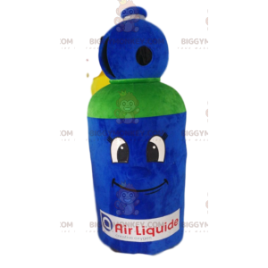 Traje de mascote BIGGYMONKEY™ com botijão de gás azul e verde –