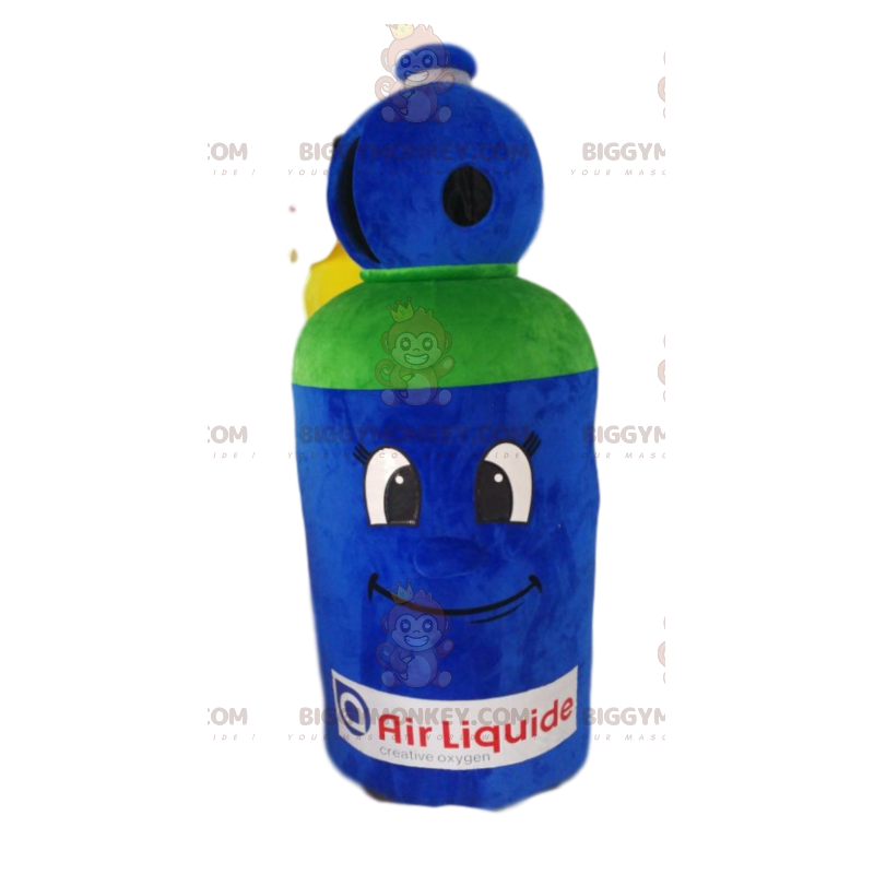 Costume da mascotte BIGGYMONKEY™ con bombola di gas blu e verde
