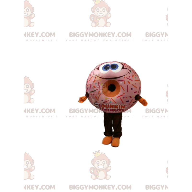 Zeer lachende donut BIGGYMONKEY™ mascottekostuum met smakelijk
