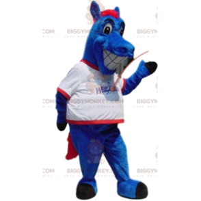 Wacky Blue Horse BIGGYMONKEY™ Mascot Costume, with White Jersey