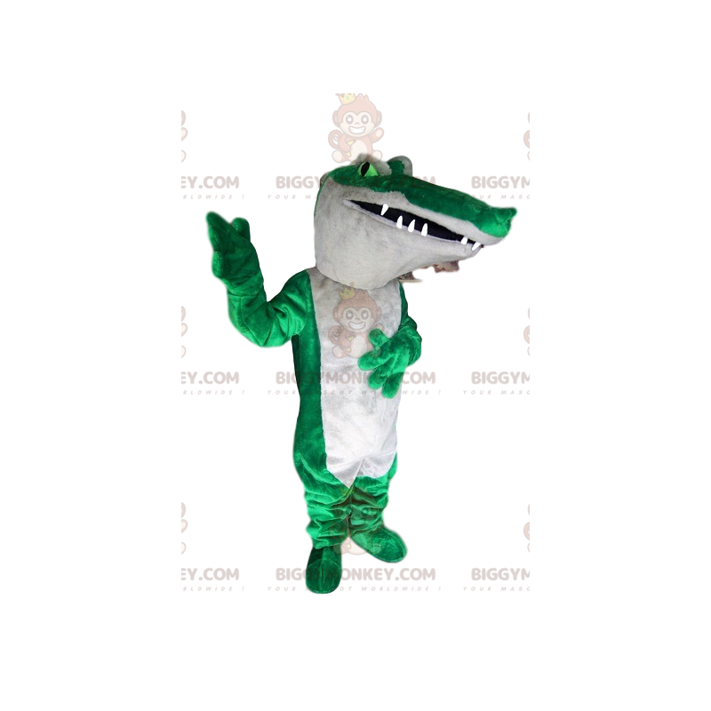 Costume de mascotte BIGGYMONKEY™ de crcocodile vert et blanc -