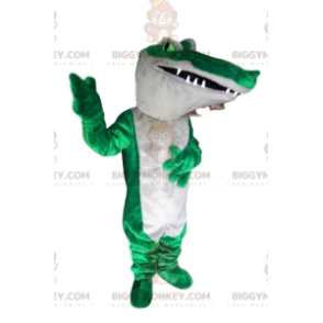 Costume de mascotte BIGGYMONKEY™ de crcocodile vert et blanc -