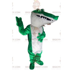 Groen en wit krokodil BIGGYMONKEY™ mascottekostuum -