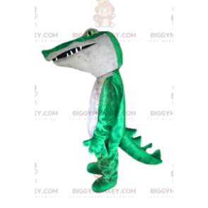 Costume de mascotte BIGGYMONKEY™ de crcocodile vert et blanc -