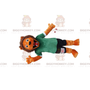Traje de mascote Orange Lion BIGGYMONKEY™ com roupas esportivas