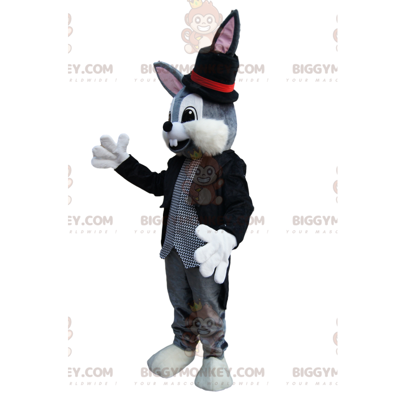 BIGGYMONKEY™ μασκότ στολή Grey Rabbit With Wizard Costume -