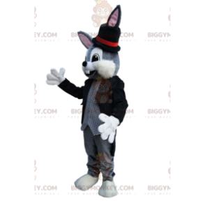 BIGGYMONKEY™ μασκότ στολή Grey Rabbit With Wizard Costume -