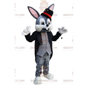 BIGGYMONKEY™ Mascottekostuum Grijs konijn met tovenaarskostuum