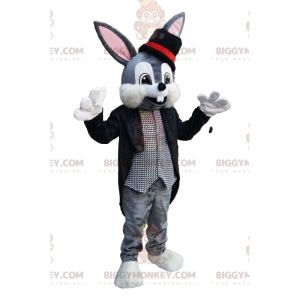 Costume de mascotte BIGGYMONKEY™ de lapin gris avec un costume