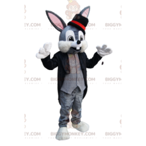 BIGGYMONKEY™ Mascot Costume Gray Rabbit With Wizard Costume -