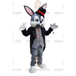 BIGGYMONKEY™ μασκότ στολή Grey Rabbit With Wizard Costume -