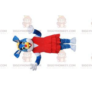 Blue Bunny BIGGYMONKEY™ maskottiasu upealla punaisella mekolla