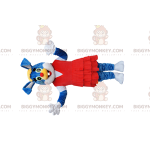 Blue Bunny BIGGYMONKEY™ maskottiasu upealla punaisella mekolla