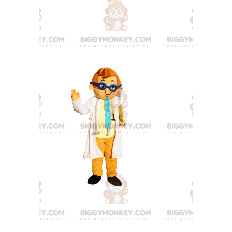 Doctor BIGGYMONKEY™ mascottekostuum met blauwe stethoscoop en