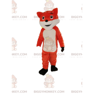 Kostium maskotka niegrzeczny pomarańczowy i biały lis