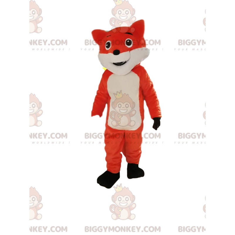 Frech aussehendes BIGGYMONKEY™-Maskottchen-Kostüm in Orange und