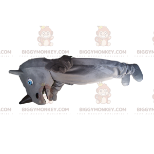 Traje de mascote BIGGYMONKEY™ de rinoceronte cinza e preto, com