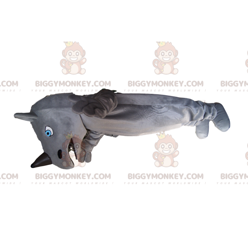 BIGGYMONKEY™ costume da mascotte di rinoceronte grigio e nero