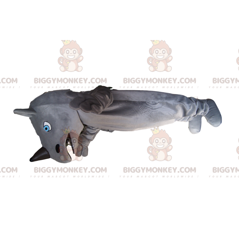 BIGGYMONKEY™ mascot costume of gray and black rhinoceros, with