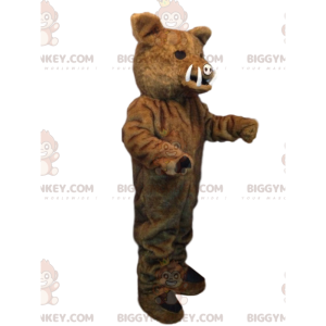 BIGGYMONKEY™ Mascot Costume Brown Boar with Small Tusks –